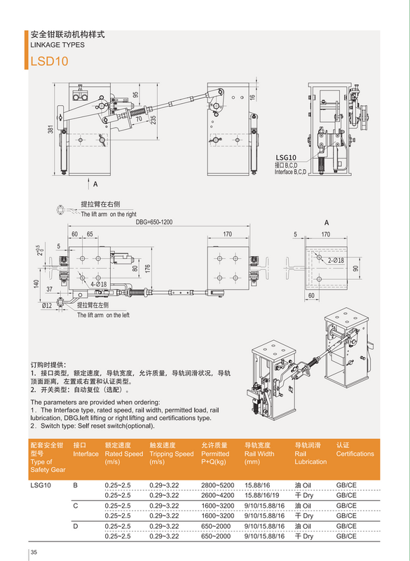 LSD10 Safety System Low Price Linkage Device with Safety Gear